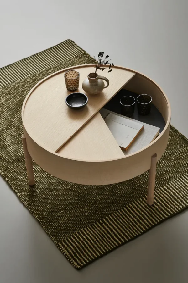 Woud Tables>Arc Coffee Table (89 cm), White Pigmented Lacquered Oak –