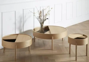 Woud Tables>Arc Coffee Table (89 cm), White Pigmented Lacquered Oak –