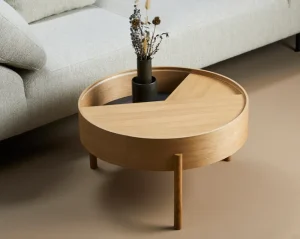 Woud Tables>Arc Coffee Table (66 cm), White Pigmented Lacquered Oak –