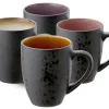 Bitz Kitchen>coffee cup stoneware 30 cl 4 pieces, black / rose mix