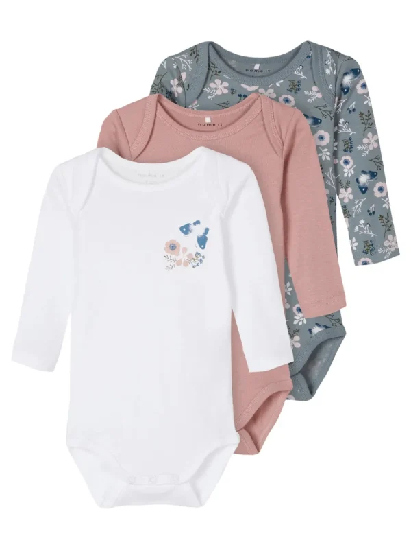 Kids Name It Baby Girl>Body 3-Pack Flowers –