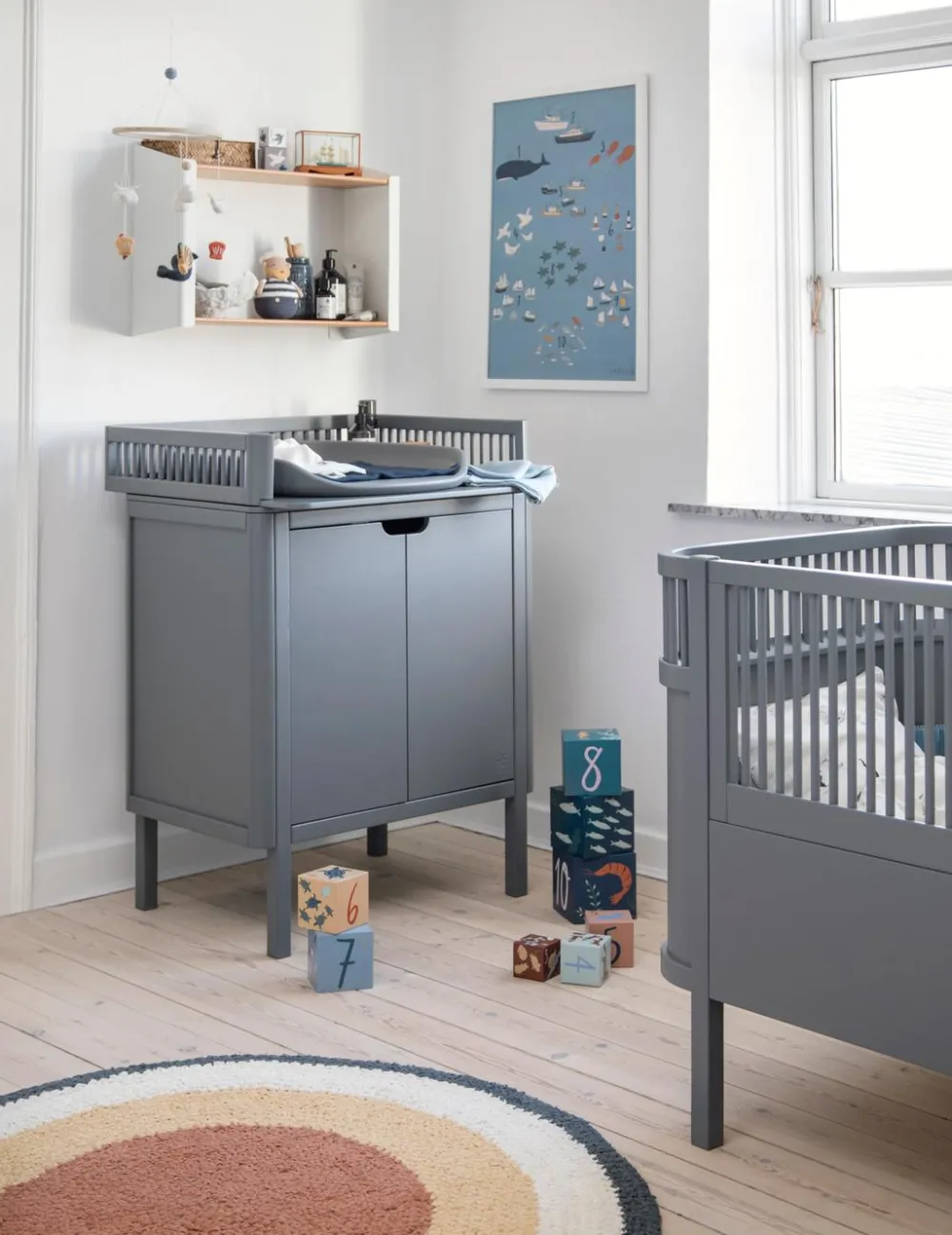 changing_table_doors_clas_1.webp Kids Sebra Interior Kids Furniture>Changing Table, doors, classic grey – Sebra