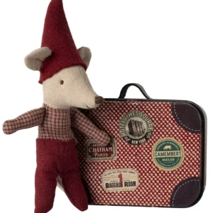 Kids Maileg Doll Accessories | Christmas Toys>Christmas mouse, Baby in suitcase –