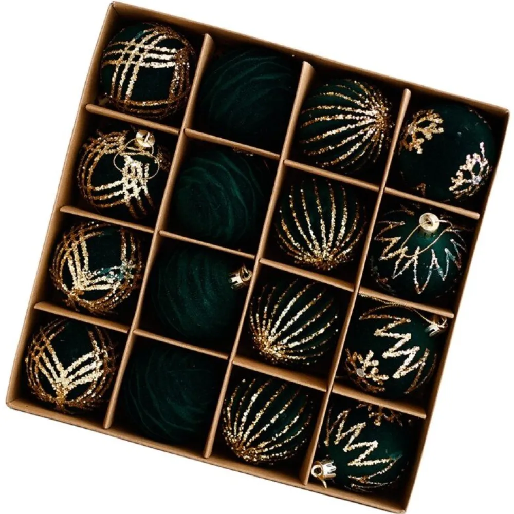 christmas_ornaments_green_0.webp Nordichaus Christmas Decorations>Christmas Ornaments Green/ Gold 16. pcs