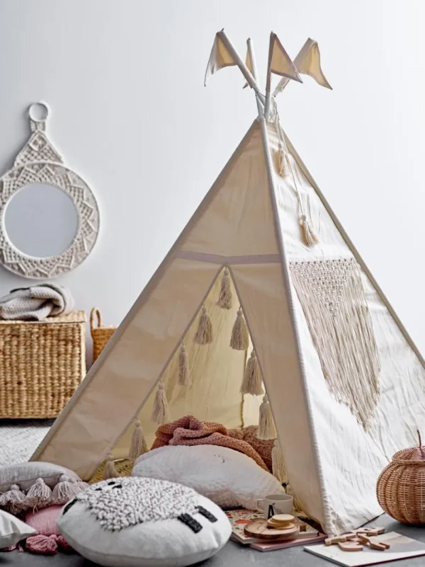 Kids Bloomingville Mini Outdoor Toys | Christmas Toys>Fardin Children´s Tipi, Nature, Cotton – Bloomingville