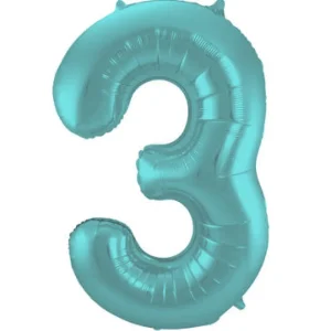 Kids Nordichaus Birthday / Party>Foil Balloon 3 Pastel Aqua Metallic Matt – 86 cm