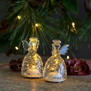 Sirius Christmas Decorations>Glass Angel Romantic Angels Set of 2 – LED