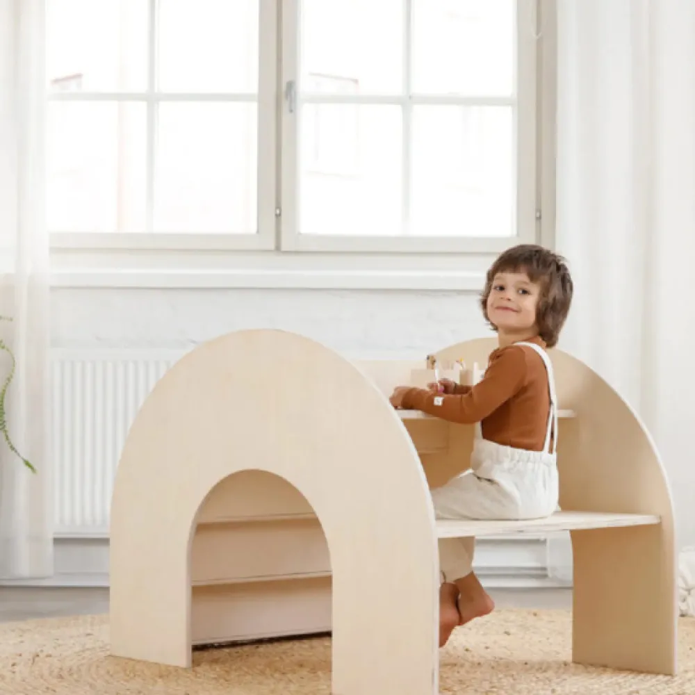 kumpu_montessori_bookshel_1.webp Kids Fitwood of Scandinavia Wooden Toys | Christmas Toys>Kumpu Montessori Bookshelf Birch – Fitwood