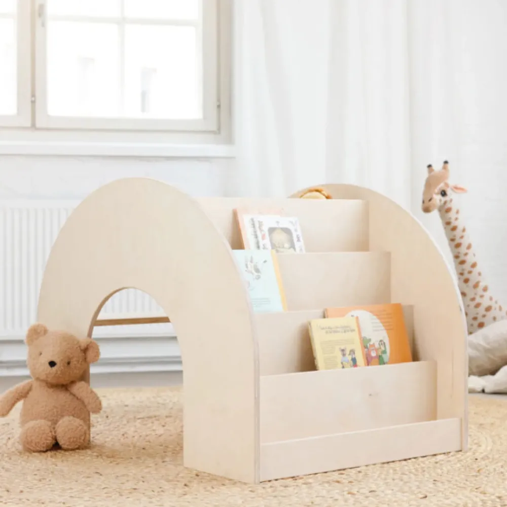 kumpu_montessori_bookshel_3.webp Kids Fitwood of Scandinavia Wooden Toys | Christmas Toys>Kumpu Montessori Bookshelf Birch – Fitwood