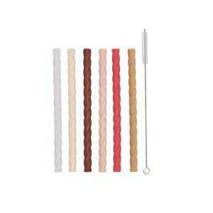 Kids OYOY Dinnertime | Birthday / Party>Mellow Silicone Straw, Pack of 6 Rose –