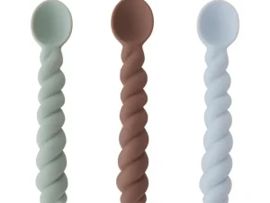 Kids OYOY Mini Dinnertime>Mellow Twisted Spoon Set of 3 Blue Mix – OYOY