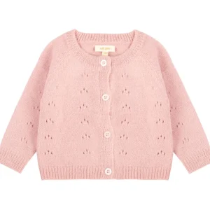 Kids Soft Gallery Baby Girl>Needledrop cardigan Knit, Cameo Brown –