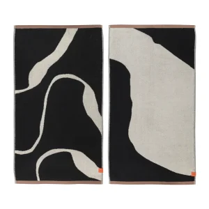 Mette Ditmer Textiles | Bathroom Textiles>Nova Arte guest towel 2-pack, Black / Off-white –