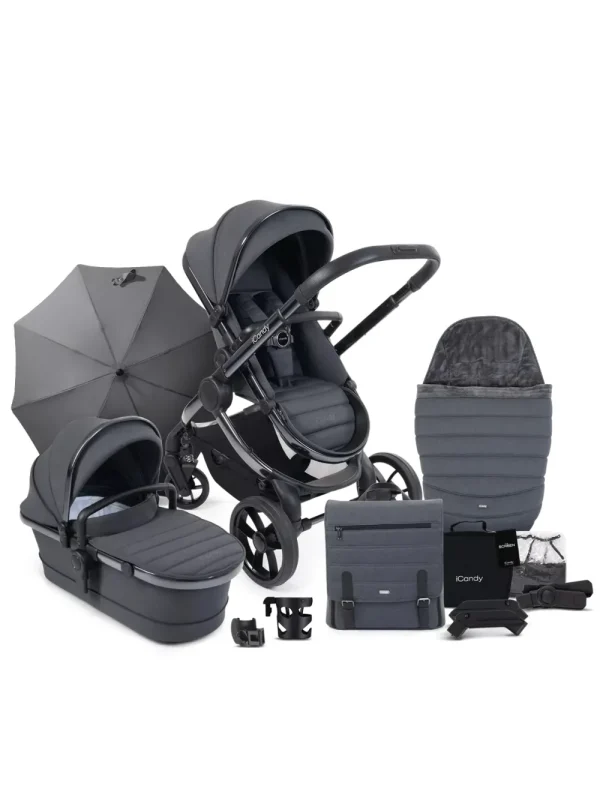 Kids iCandy Baby Travel>Peach 7 Pushchair and Carrycot Dark Grey –