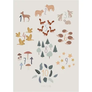Kids Sebra Interior Kids Posters>Poster, numbers 1-10, Nightfall, FSC Mix –