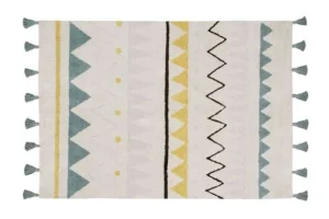 Lorena Canals Textiles>Rug Azteca Natural-Vintage Blue / Natural – Azul Vintage – L –
