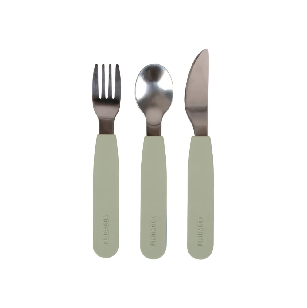 silicone_cutlery_set_gree_0.webp Kids FILIBABBA Dinnertime>Silicone cutlery set Green –