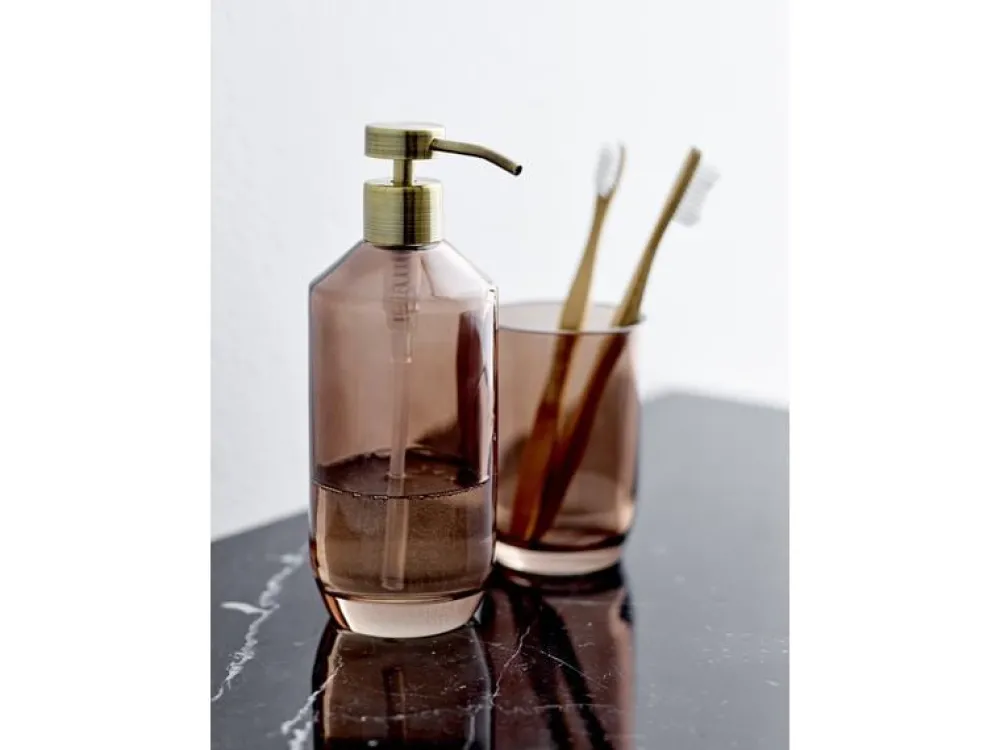 soap_dispenser__ml_brown__1.webp Södahl Soap And Dispensers>Soap dispenser 450 ml, brown glass –