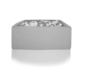 Kids Kidkii Ball Pits>Square Ball Pit with 600 Balls White / Grey –