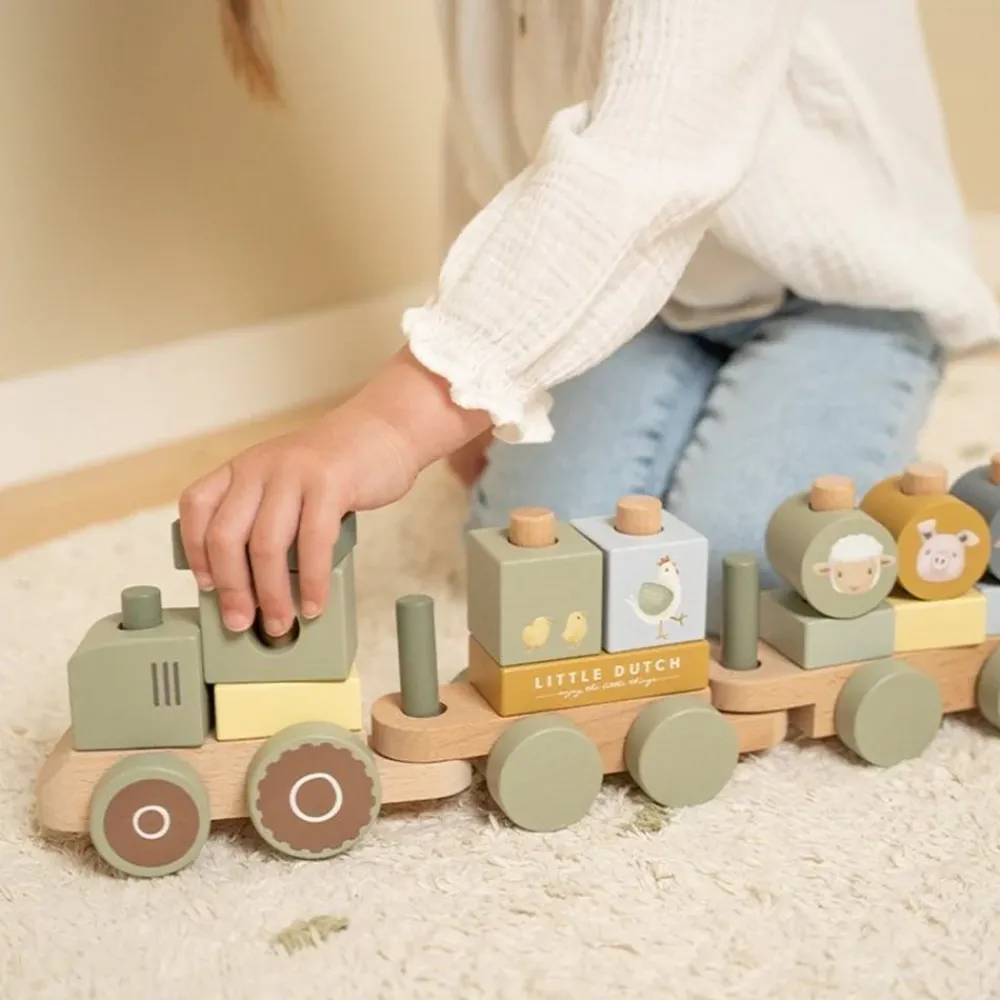 stacking_train_tractor_li_1.webp Kids Little Dutch Wooden Toys | Cars And Road Ways>Stacking Train Tractor Little Farm –