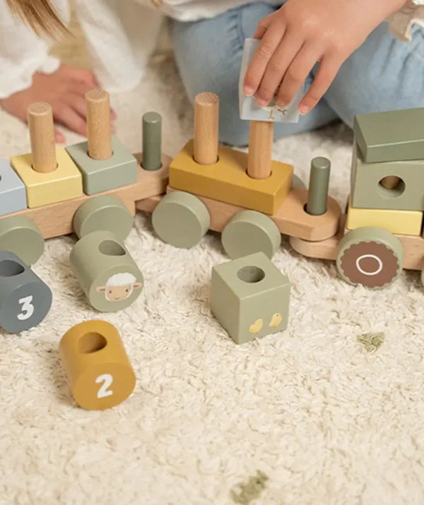 Kids Little Dutch Wooden Toys | Cars And Road Ways>Stacking Train Tractor Little Farm –