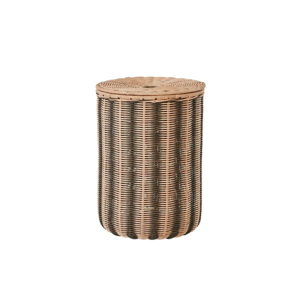 striped_laundry_bin_natur_0.webp Kids OYOY Storage | Storage>Striped Laundry Bin, Nature / Black –