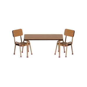 Kids Maileg Doll Accessories>Table and chair set, Mouse, Dark powder –