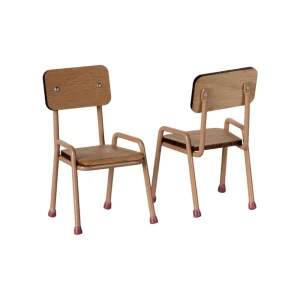 Kids Maileg Doll Accessories>Table and chair set, Mouse, Dark powder –