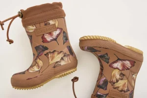 Kids Bisgaard Baby Girl>Thermo Rubber Boots, Camel Flowers –