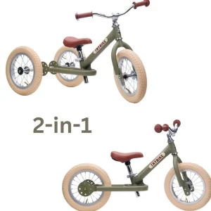 Kids Trybike Outdoor Toys | Christmas Toys>steel 2-in-1, Vintage Matt Green 3 wheeler –