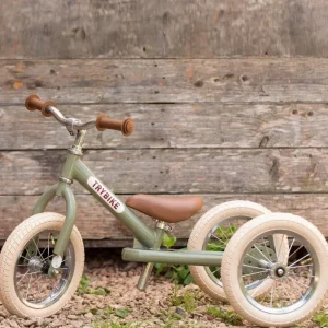 Kids Trybike Outdoor Toys | Christmas Toys>steel 2-in-1, Vintage Matt Green 3 wheeler –