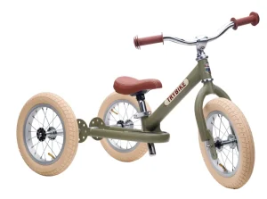 Kids Trybike Outdoor Toys | Christmas Toys>steel 2-in-1, Vintage Matt Green 3 wheeler –