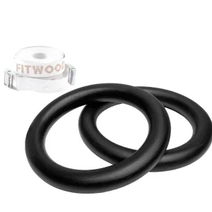 Kids Fitwood of Scandinavia Wooden Toys | Balance Toys>Ulpu Mini Gym Rings, Black with white straps – Fitwood