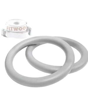 Kids Fitwood of Scandinavia Wooden Toys | Balance Toys>Ulpu Mini Gym Rings, Grey with white straps – Fitwood