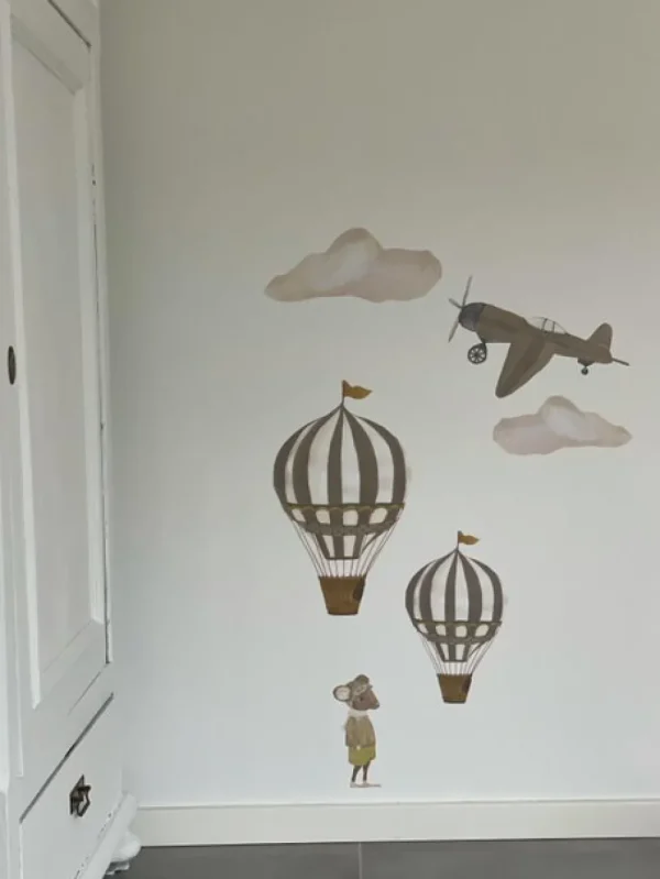 Kids That's Mine Wallstickers>Wallsticker Retro air balloon small, brown – That’s Mine