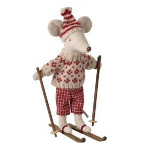 Kids Maileg Doll Accessories | Christmas Toys>Winter mouse with ski set, Mum –