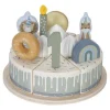 Kids Little Dutch Wooden Toys | Play Food>Wooden birthday cake Blue, 26-pcs –