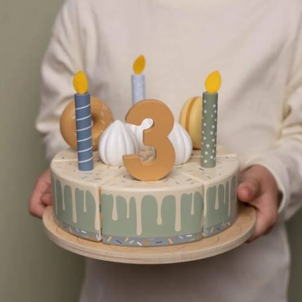 wooden_birthday_cake_blue_1.webp Kids Little Dutch Wooden Toys | Play Food>Wooden birthday cake Blue, 26-pcs –