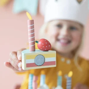 Kids Little Dutch Wooden Toys | Play Food>Wooden birthday cake Pink, 26-pcs –