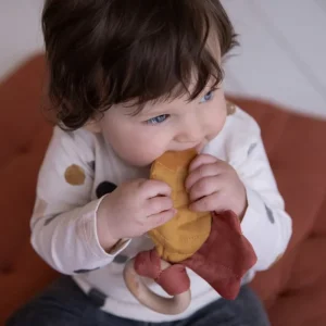 Kids Little Dutch Baby Toys>Wooden Ring Rattle Leaves, Red –