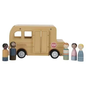 Kids Little Dutch Wooden Toys | Cars And Road Ways>Wooden School Bus with Figures –