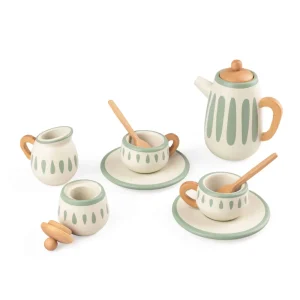 Kids Sebra Interior Play Food>Wooden tea set, classic white / sage – Sebra