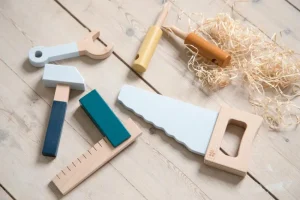 Kids Sebra Interior Wooden Toys>Wooden tool set, jetty grey – Sebra